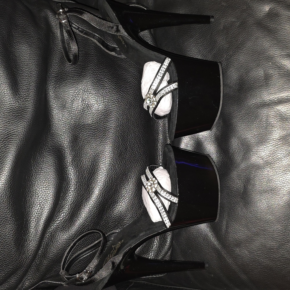Brand New Pleaser Adore Black High Heels With Bling